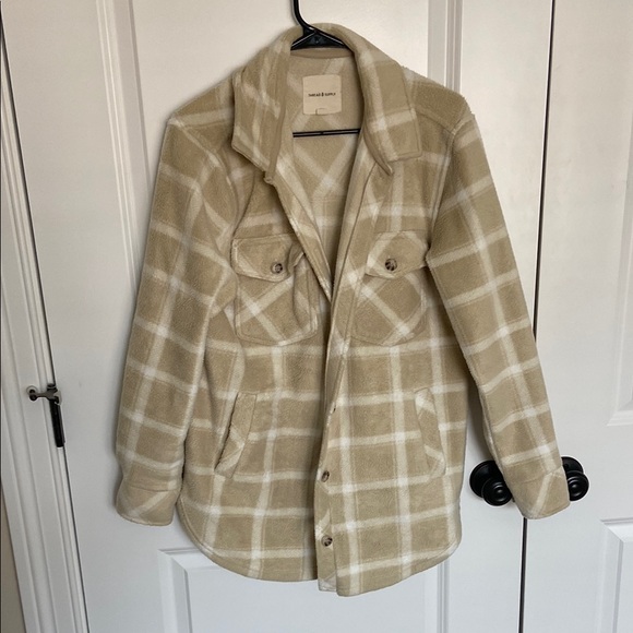Thread & Supply Jackets & Blazers - Thread & Supply - Oversized Tan Plaid Shacket